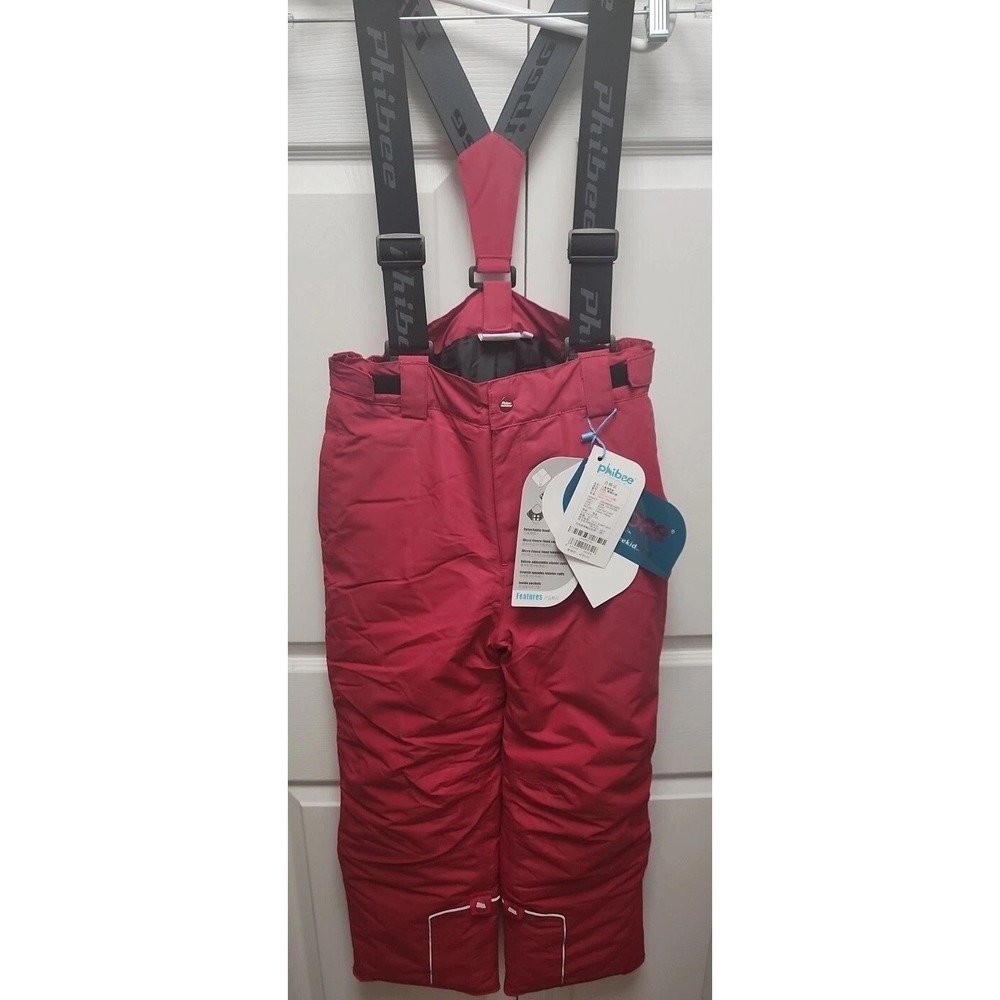 PHIBEE Kids' Insulated Windproof Warm Ski Bib Overalls Size 134/140  (US 10-11)